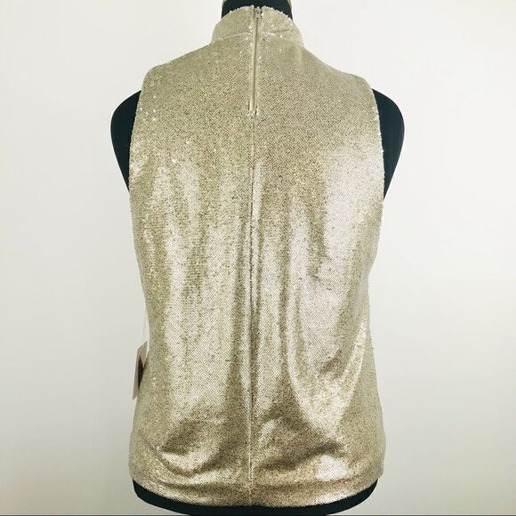 Forever 21 Gold All Over Sequin Halter Cut Fully Lined Holiday Top NEW - Picture 5 of 10